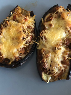 Una foto de Berenjenas rellenas de carne