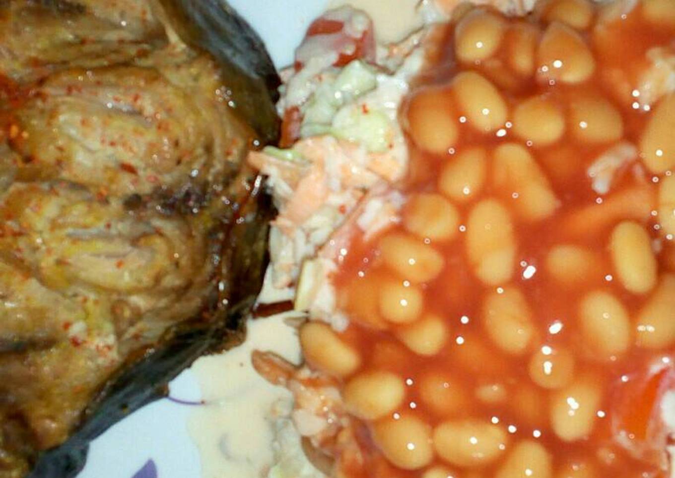 Barbeque fish and salad