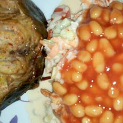 Barbeque fish and salad A picture of Barbeque fish and salad.