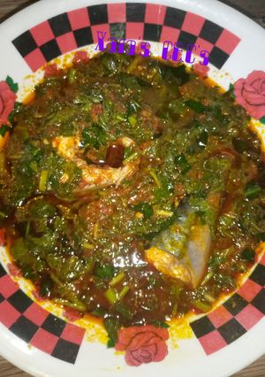 A picture of Green vegetable stew(Miyan alayewu).