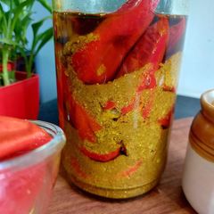 Bharwa lal mirch ka achar A picture of Bharwa lal mirch ka achar.