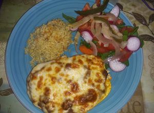 Una foto de Spaghetti squash con carne molida