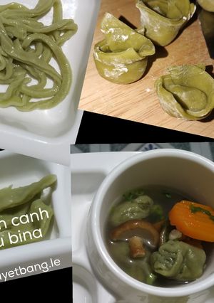 Hình của món Ăn dặm cho bé: Mì - hoành thánh rau củ cho bé.