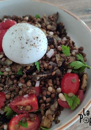 Une photo de Lentilles aux aubergines grillées