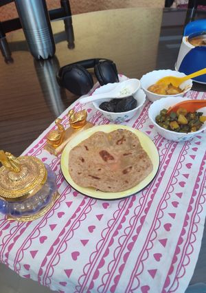 A picture of Multi grain roti, vegetables Ragi veg.soup noodle.