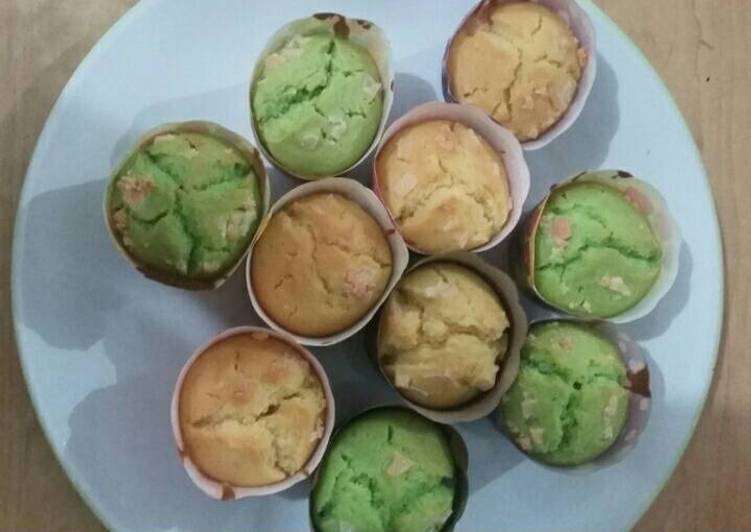 Resep muffin vanilla dan pandan keju. Anti Gagal