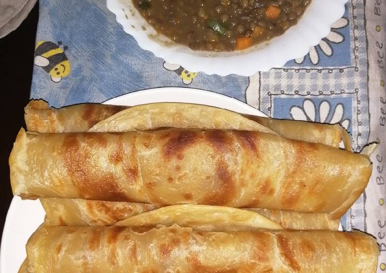 Steps to Make Quick Layered chapati with kamande (one tree