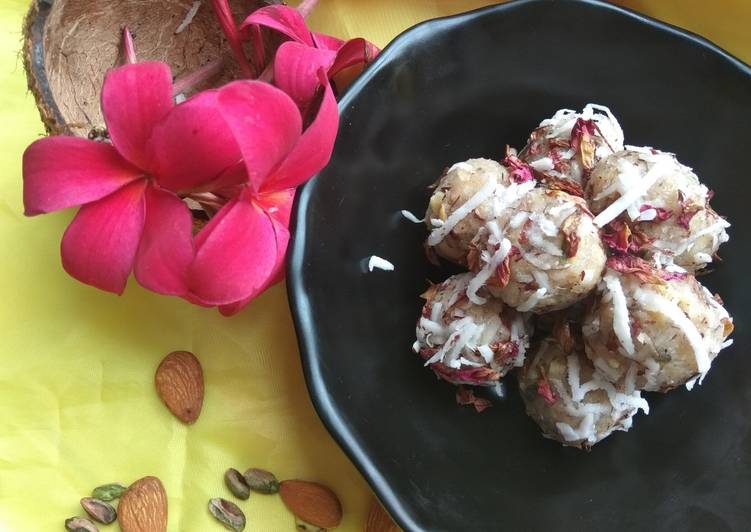 Fresh coconut dry fruit ladoo