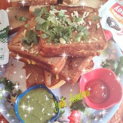A picture of Street style veg cheese sandwich.