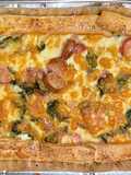 Torta salata zucchine, pancetta e scamorza