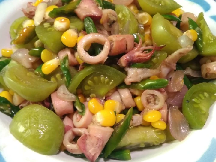 Cara Simple Membikin Resep  Tumis cumi asin jagung manis yang Bikin Ngiler, Bikin Ketagihan