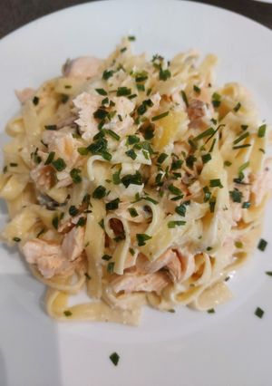 Une photo de Tagliatelles boursin saumon