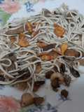 Gulas con setas y gambas
