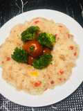 Arroz con vegetales y Salmón en la olla Arrocera!