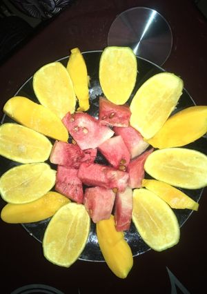 A picture of Iftar friuts🍉🍋🍊.