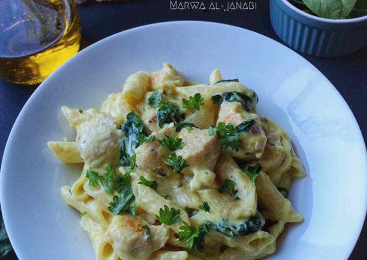 الفريدو باستا بالسبانخ 🍲 (بطريقتي)Spinach - Alfredo Pasta