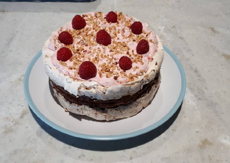 Recipe of Ultimate Raspberry and Chocolate Brownie Meringue Cake