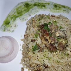 Egg tikka biryani A picture of Egg tikka biryani.