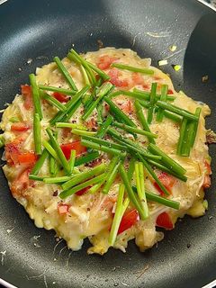 Hình của món Eatclean: Trứng Chiên Nấm Kim Châm & Cà Chua.
