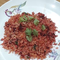 A picture of Beetroot fried rice.