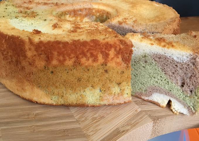 Langkah Mudah untuk Menyiapkan Chifon 3 rasa (Milk, Matcha, Choco) Anti Gagal