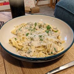 Creamy mushroom pasta A picture of Creamy mushroom pasta.