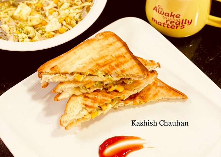 Recipe of Perfect Paneer Pesto Corn Sandwich