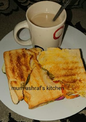 A picture of Sandwich wit tea.