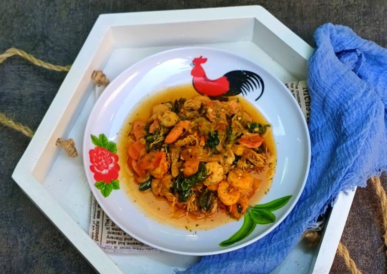 Tumis udang pedas lada hitam