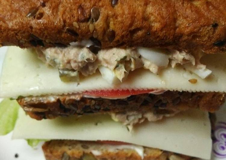 Recipe of Super Quick Homemade Triple Stacked Egg and Tuna Sandwiches