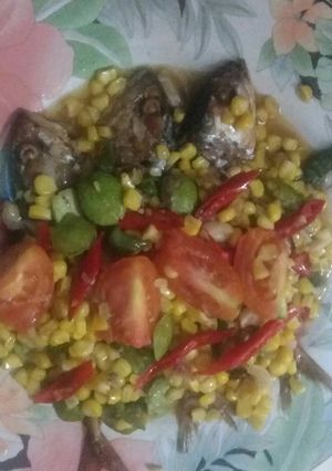 Foto resep Tumis ikan asin peda petai jagung