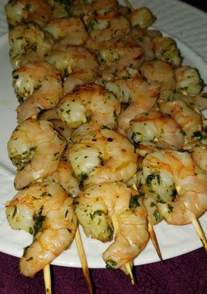 A picture of Grilled Citrus herb shrimp.
