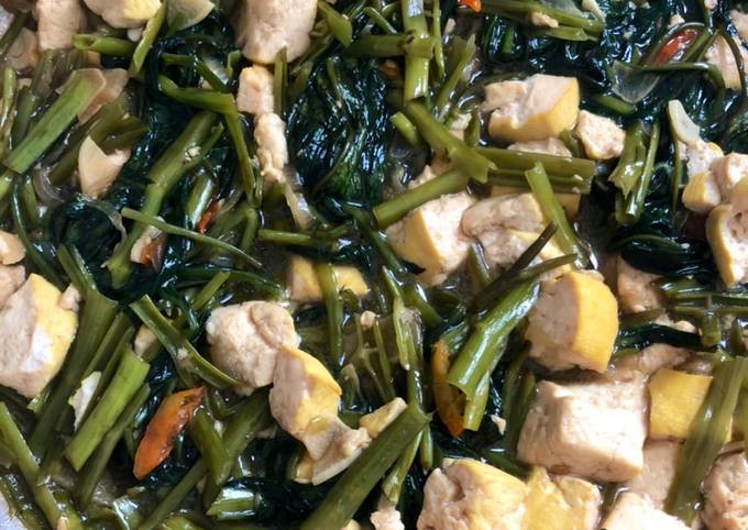 Cara Membuat Resep Tumis kangkung tahu