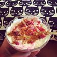 Merienda saludable de queso batido sabor helado de fresa!