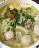 Nui nấu thịt băm bò viên