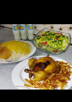 عکسی از دستور مرغ شکم پر