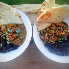 A picture of Spicy Indian Lentil Curry with Midnight Rice.