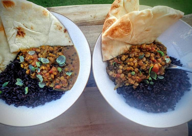 Friday Fresh Spicy Indian Lentil Curry with Midnight Rice