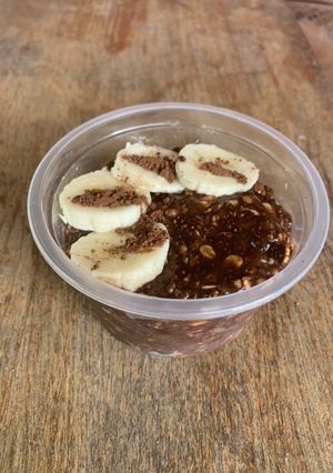 Foto de Overnight Oats energético de chocolate e café (vegano)