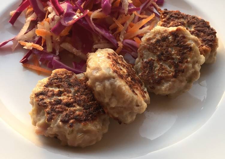 Danish meatballs (Frikadeller) with coleslaw