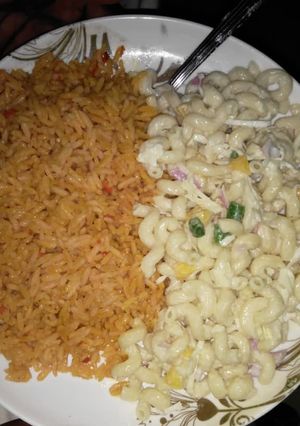 A picture of Rice and pasta salad, very nice recipe and very sweet for 👄😝.