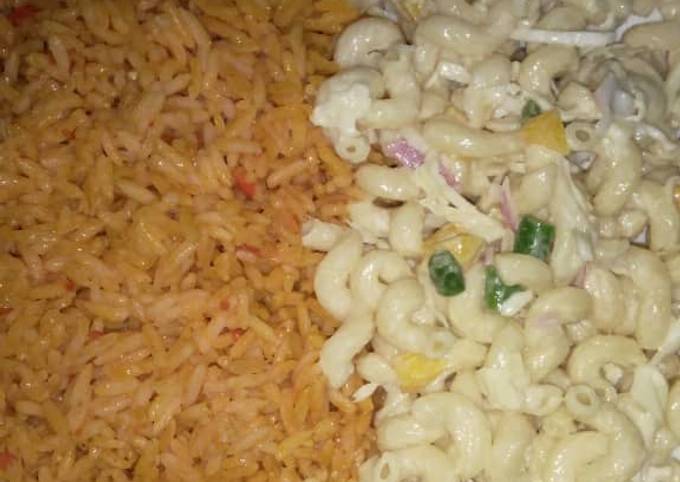 Rice and pasta salad, very nice recipe and very sweet for 👄😝