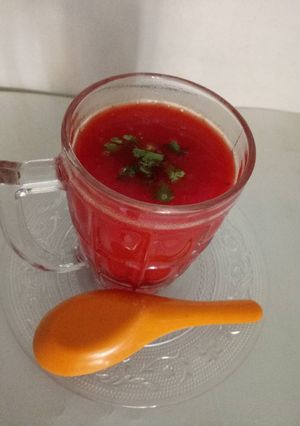 A picture of Carrots, beetroot & tomato soup.