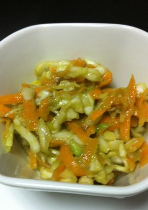 A picture of Coleslaw with avocado.