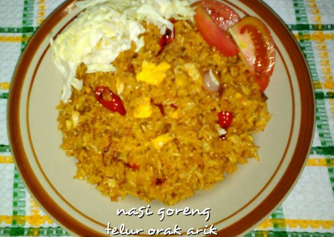 Resep Nasi goreng telur orak arik sederhana praktis kilat Anti Gagal