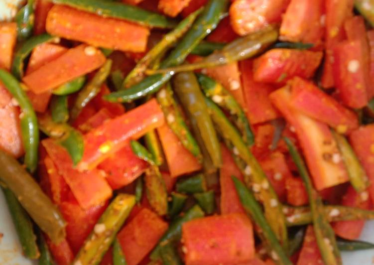 How to Make Favorite Carrot green chilli pickle