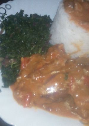 A picture of Fish in coconut with rice and managu #cooksnapcontest.