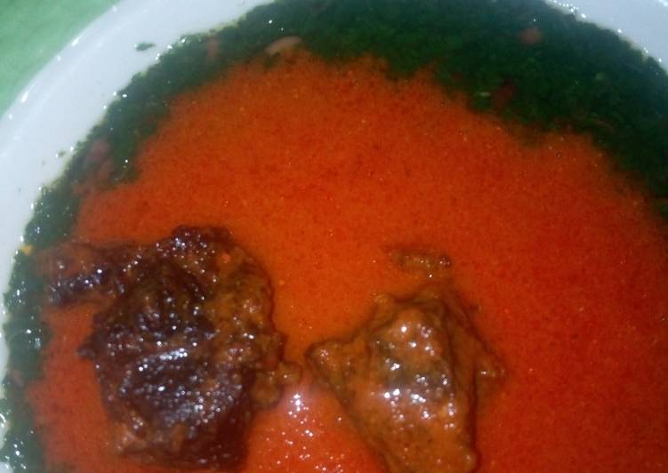 Ewedu and oil'ess beef stew