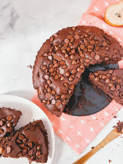 A picture of Dark Chocolate & Pear Cake.