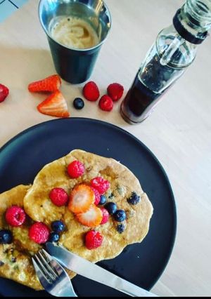 Une photo de American pancakes version healthy